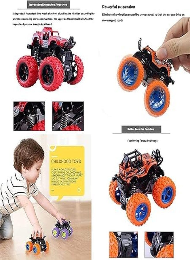 بيبي جو مجموعة شاحنات BabyGo Mini Monster Friction Power Truck، قطعتان، للأطفال من عمر 3 إلى 8 سنوات | سيارة انزلاقية 360 درجة | ادفعها وانطلق للأمام | سيارة لعبة للطرق الوعرة | أفضل هدية عيد ميلاد للأطفال الرضع من الجنسين. (متعددة الألوان) (مجموعة من 4 قطع) - Image 3